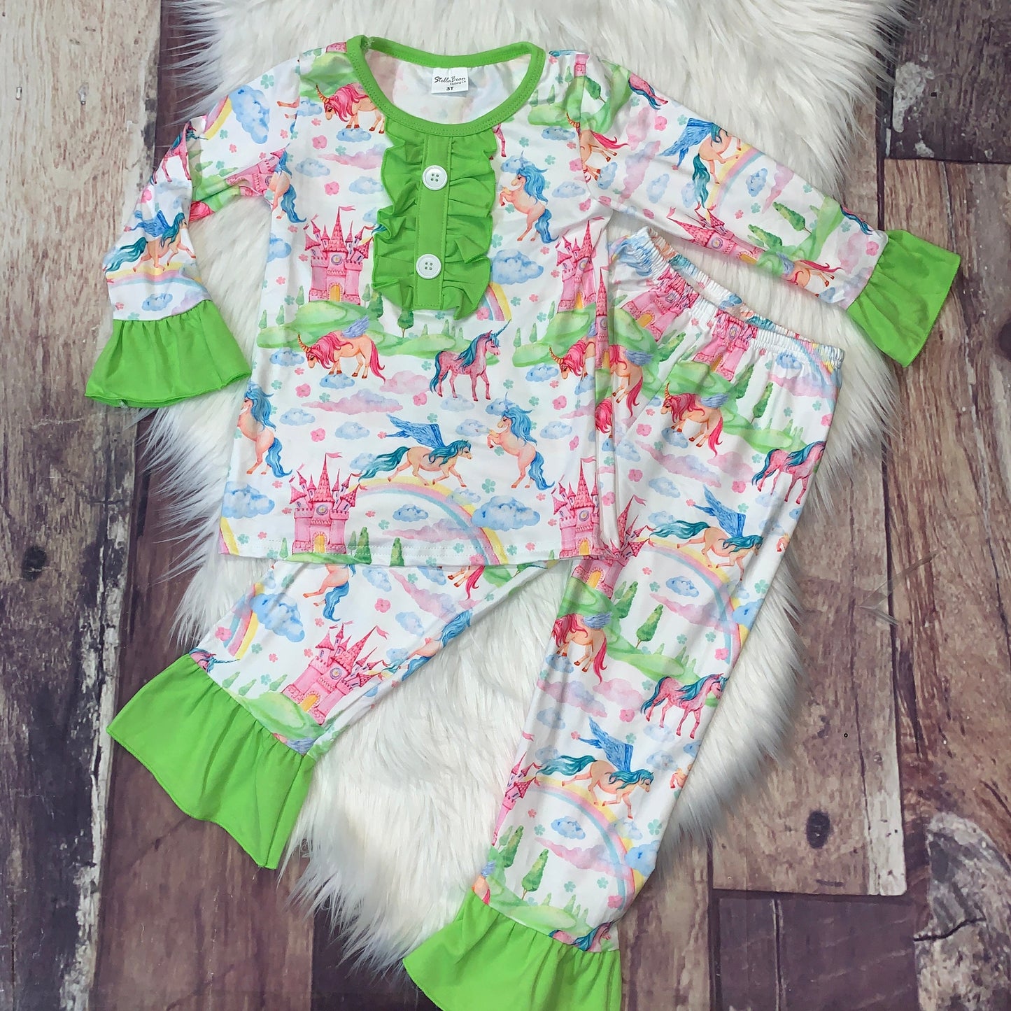 Girl's Unicorn Ruffle Loungewear Set