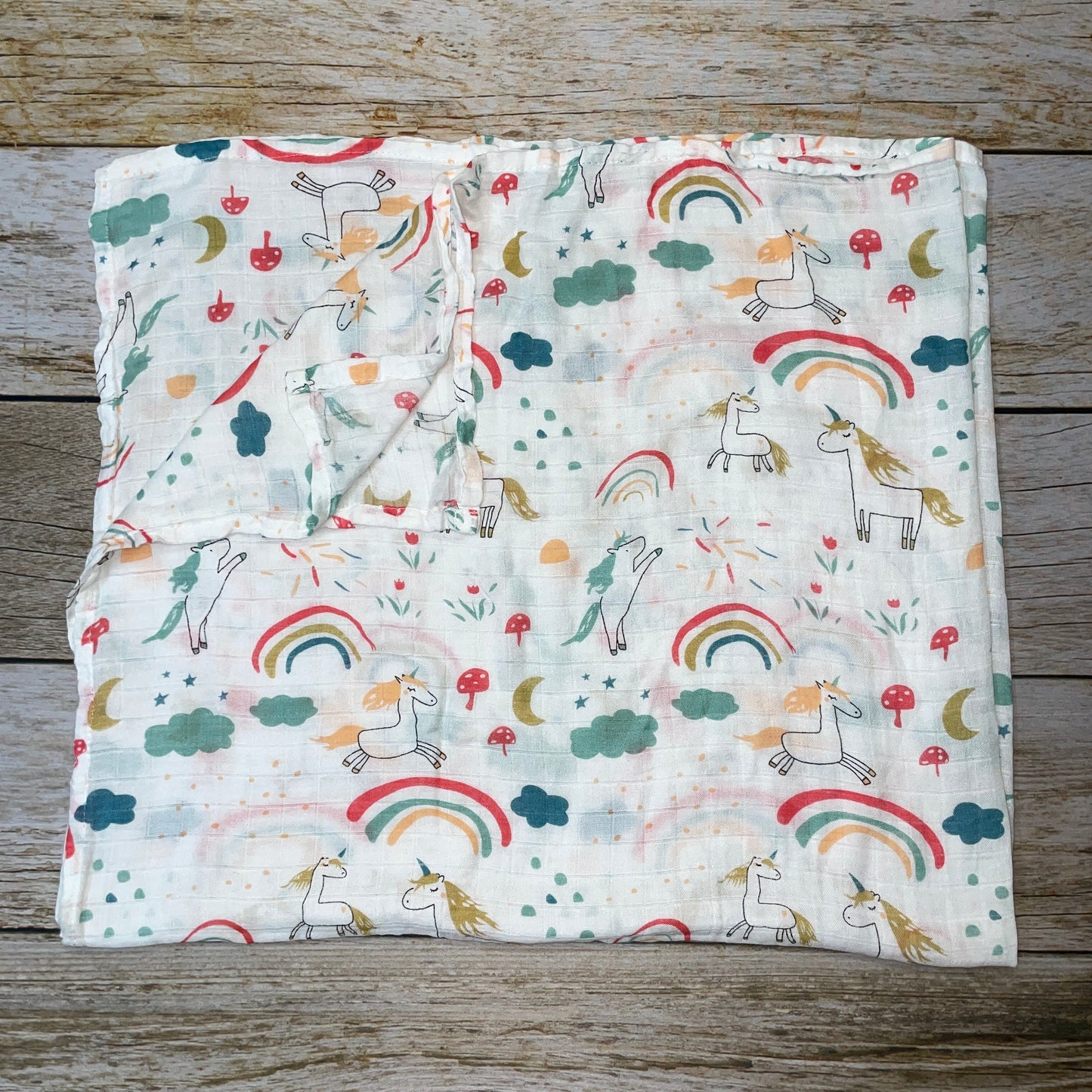 Extra Soft Bamboo Cotton Muslin Baby Blanket - Unicorn