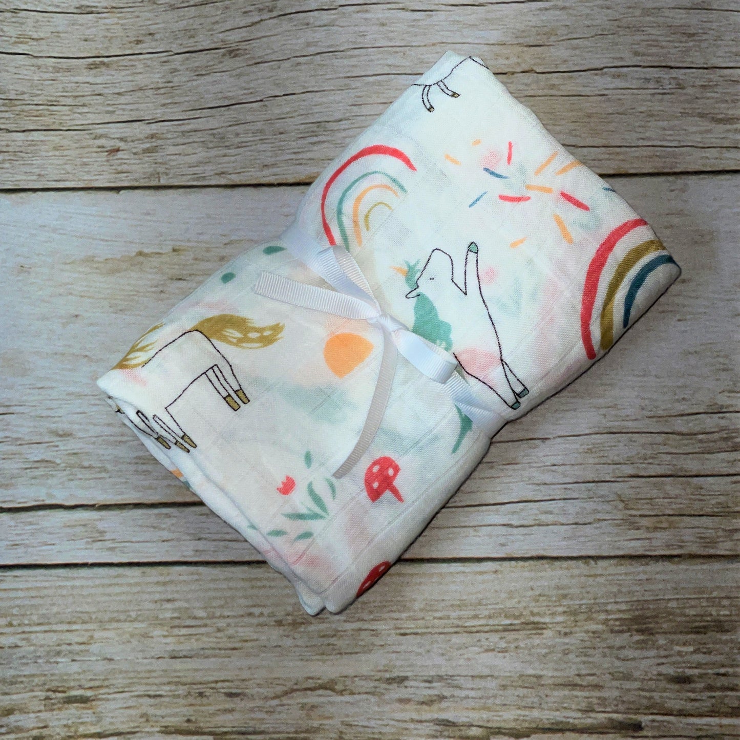 Extra Soft Bamboo Cotton Muslin Baby Blanket - Unicorn