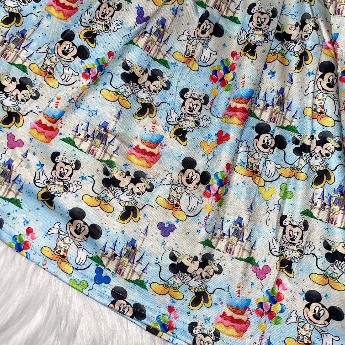 Birthday Mouse Printed Flutter Sleeve Baby Doll Dress
