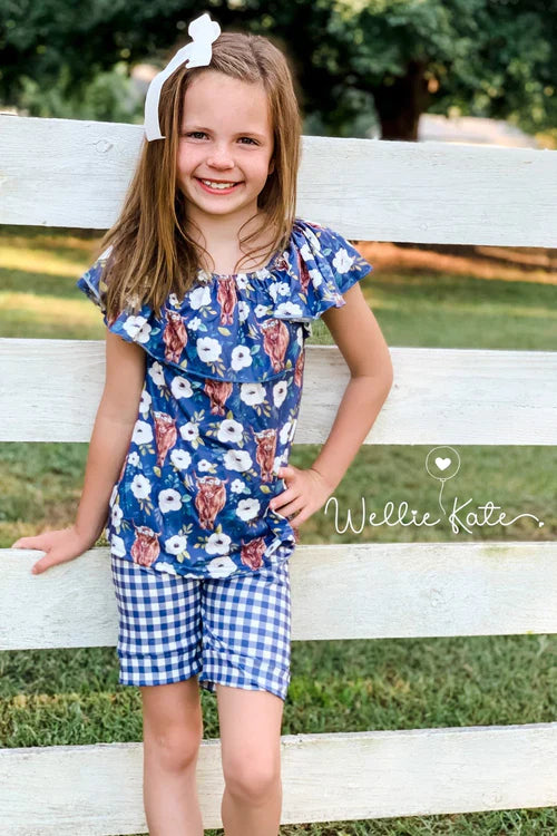 Sweet Highland Cow shorts set
