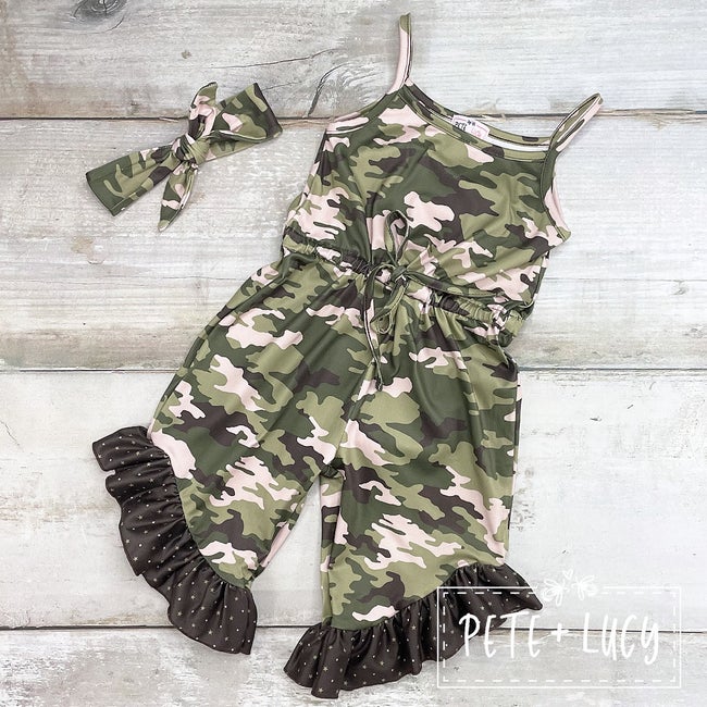Camo Cuties girls capri romper