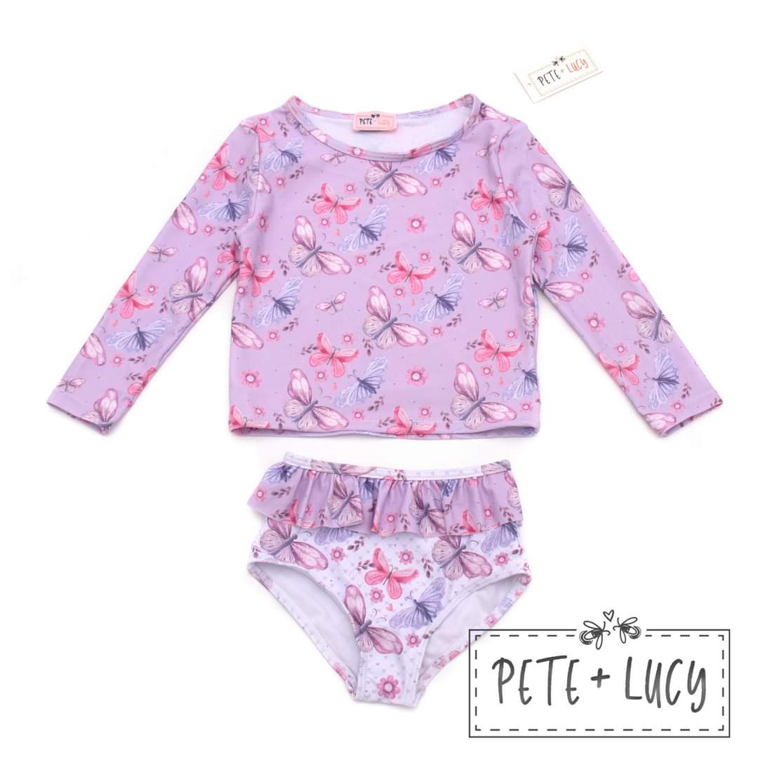 Lilac Butterflies 2 piece swimsuit