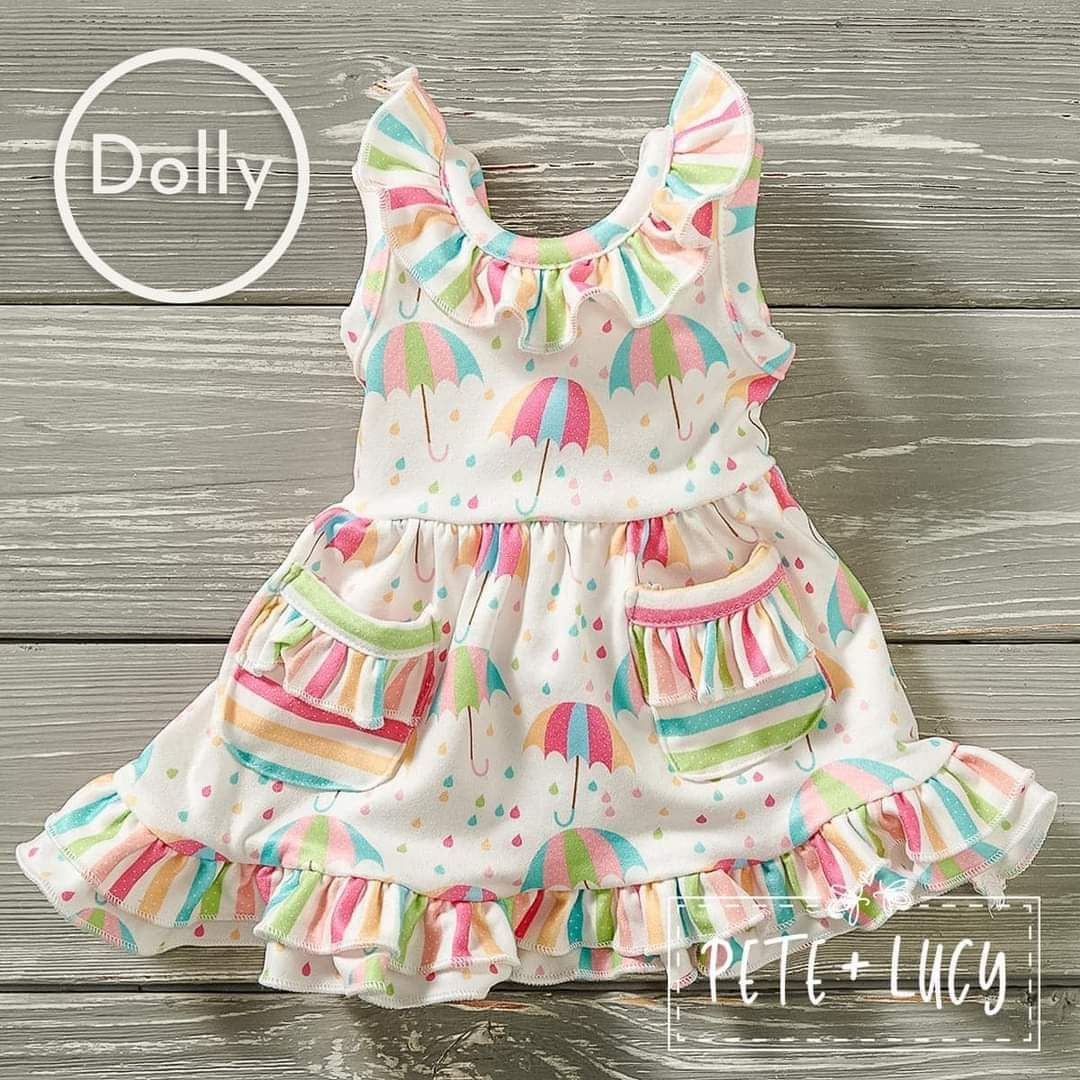 Rainbow Rain doll dress