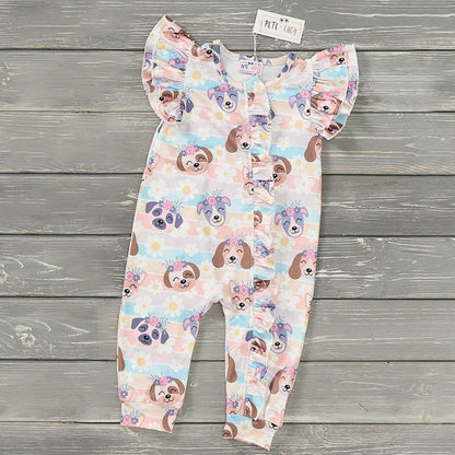 Puppy Blossoms girl infant romper