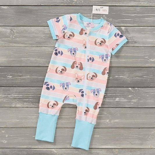 Puppy Blossoms boy infant romper