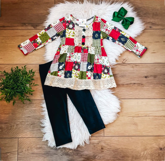 Christmas Patchwork pants set