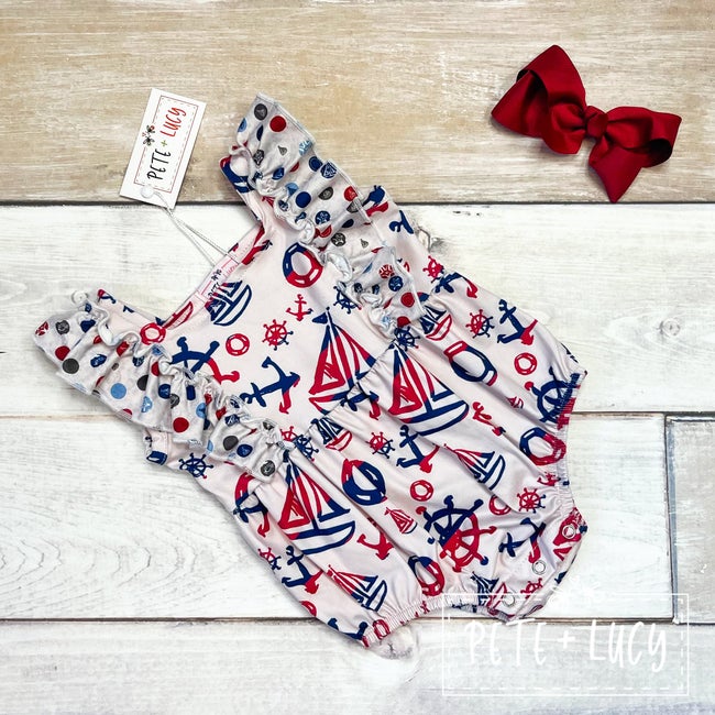 All Aboard girl romper