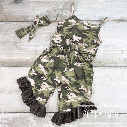 Camo Cuties girls capri romper